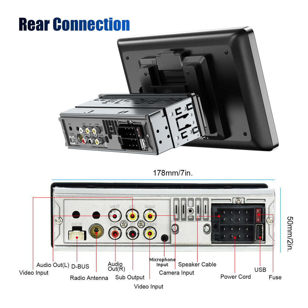 ESSGOO 9" Single DIN Wireless CarPlay Android Auto Car Stereo Player Radio IPS Screen FM BT Handsfree USB AUX TF SWC Mirror Link
