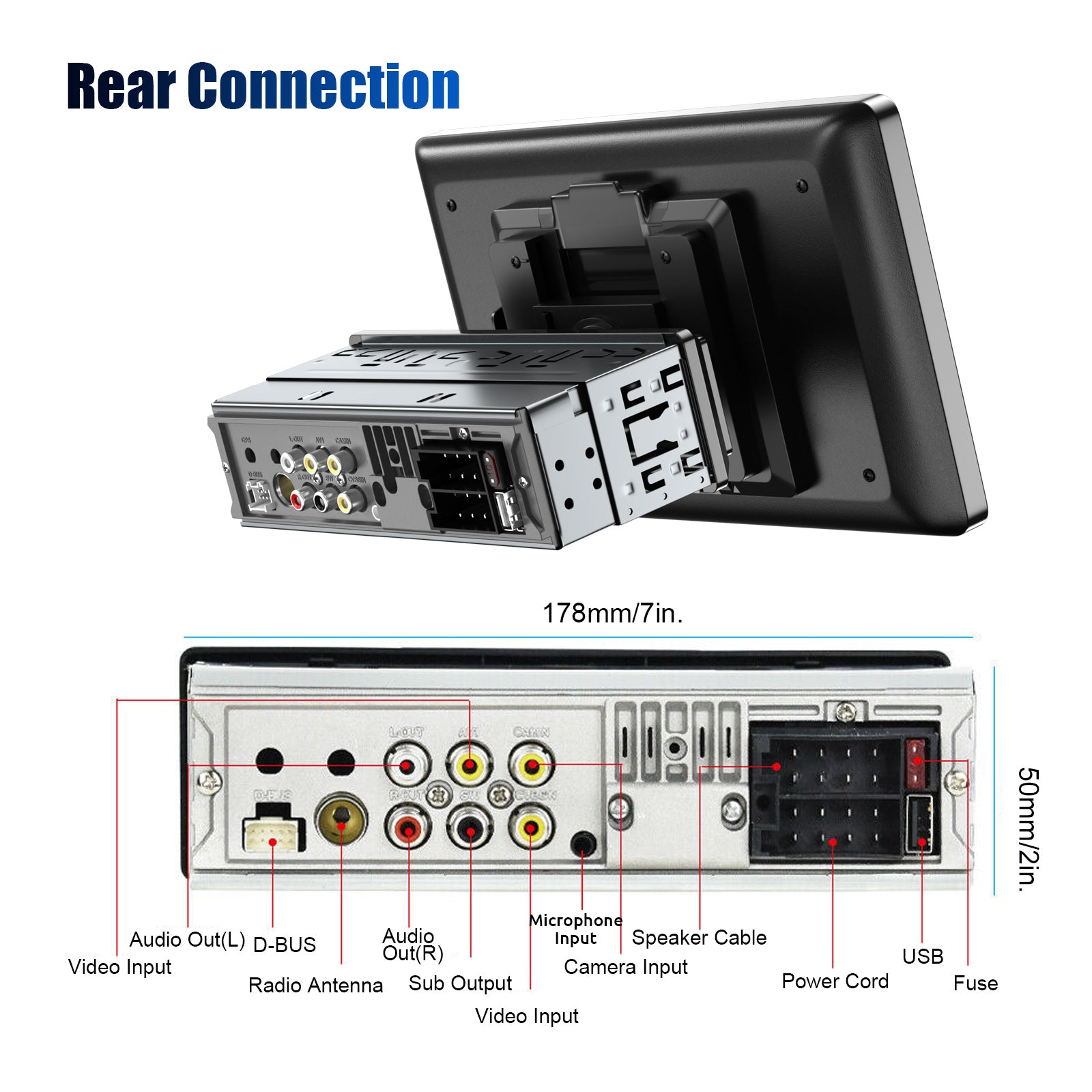 ESSGOO 9" Single DIN Wireless CarPlay Android Auto Car Stereo Player Radio IPS Screen FM BT Handsfree USB AUX TF SWC Mirror Link