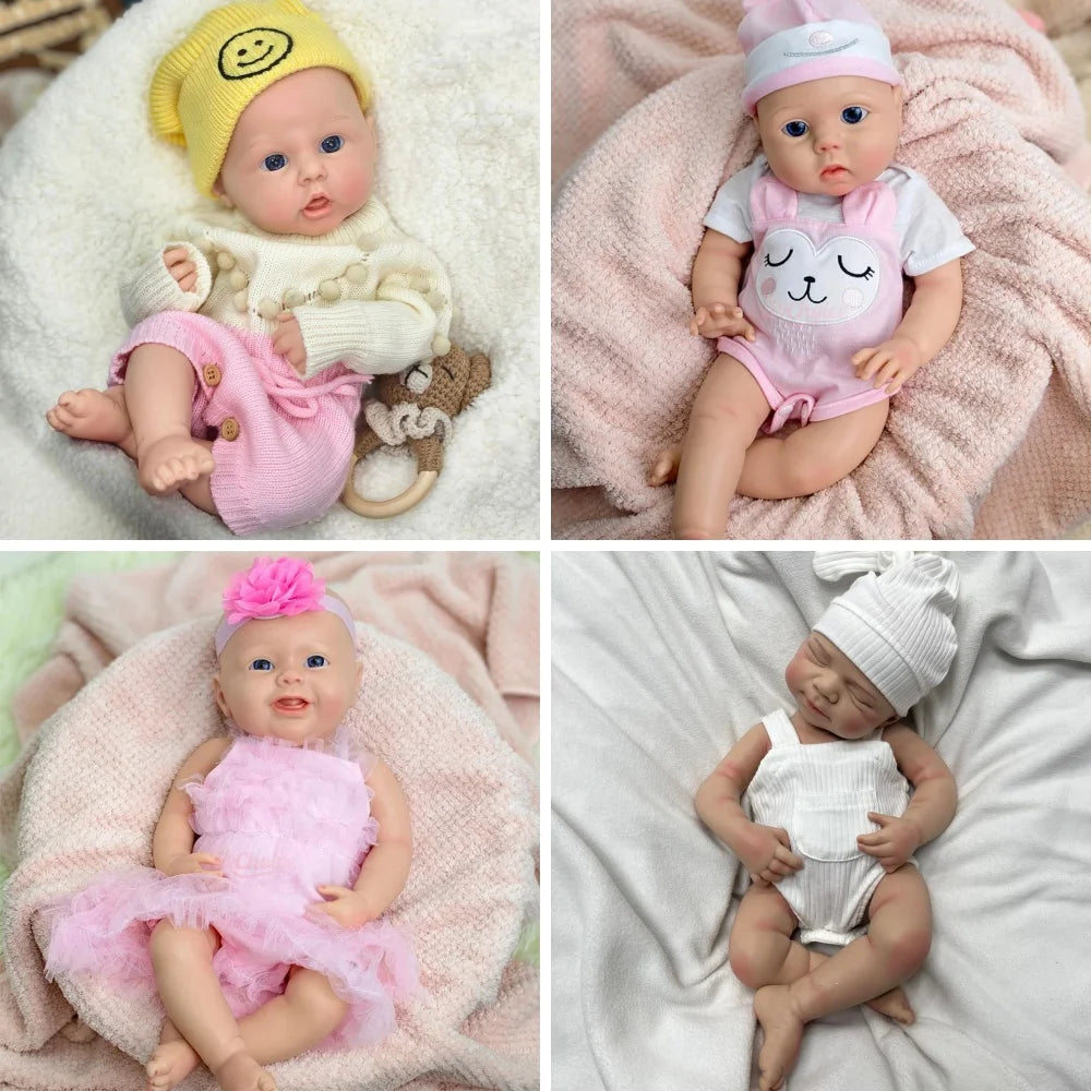 Lifelike Real Touch Silicone Reborn Dolls 20" Open Mouth LouLou Soft Full Body Newborn Realistic Details Gift for Baby Shower
