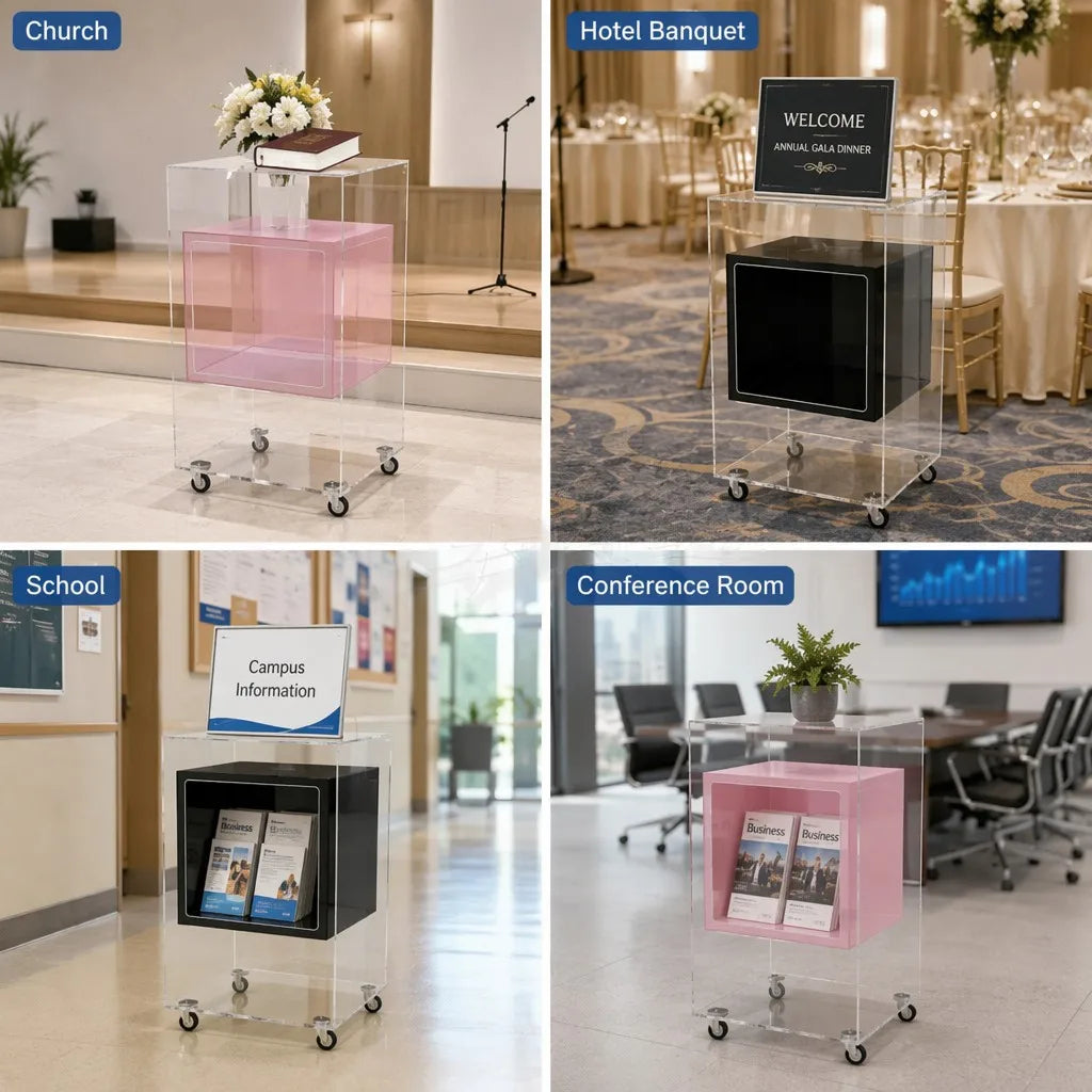 Customization Modern Plastic+Metal 4 Castor Trolley Rack for Living & Dining Room Hospital Hotel Use