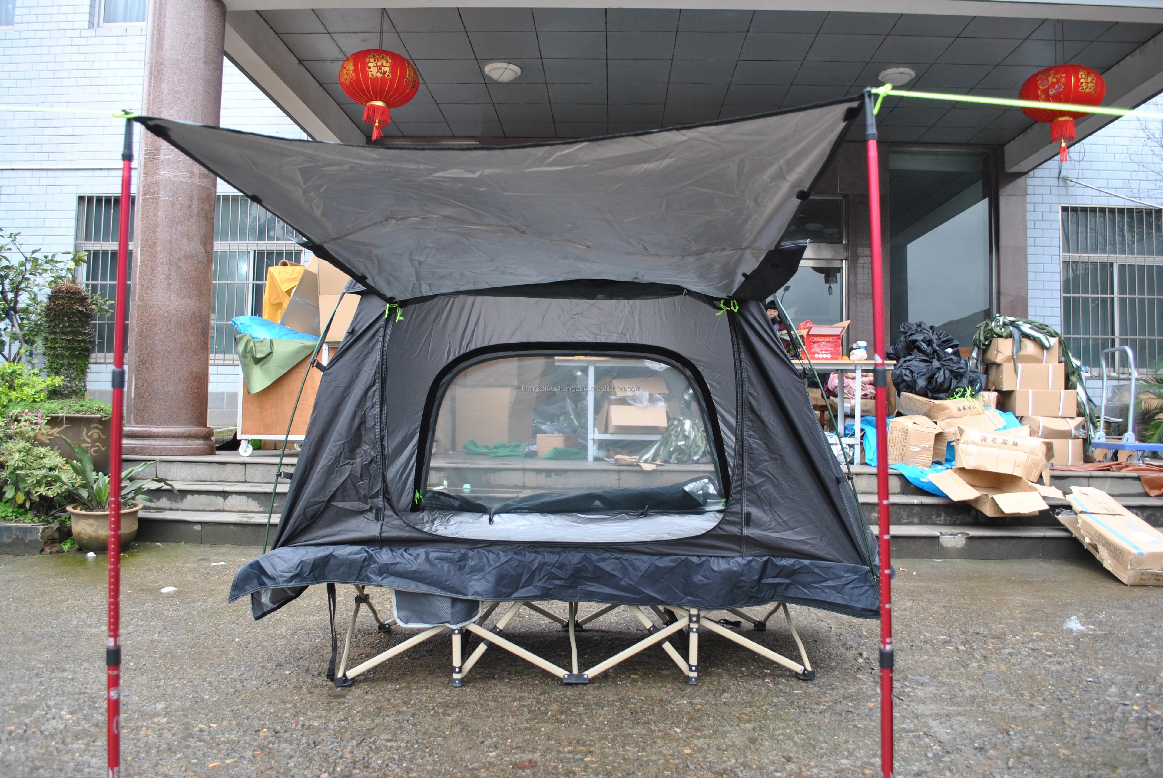 Cot Tent,Camping Tent,Backpacking Tent,3 Way Tent,Solo Tent,1 Person,Quick Setup,CZ-336 Camping tent build on cot or use alone