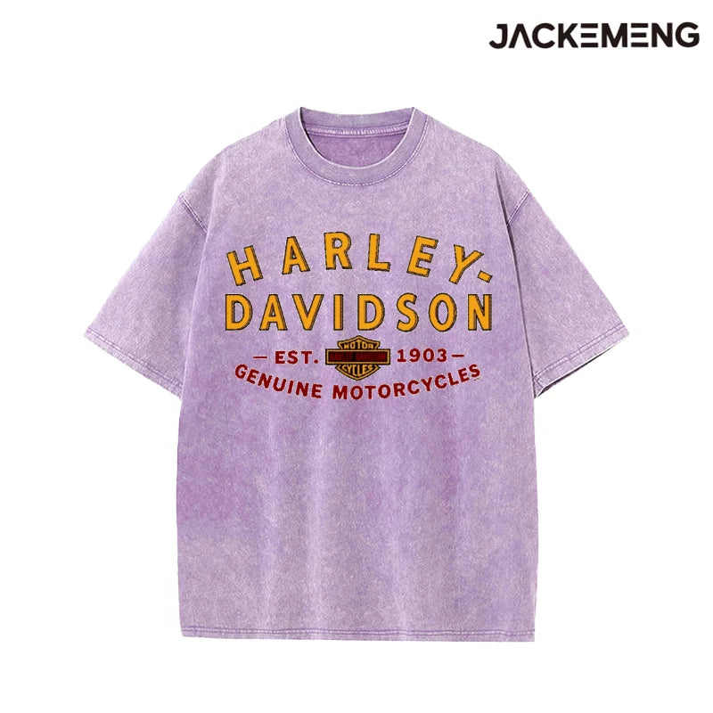 Oversized Vintage Biker Streetwear Print Tshirt USA Stock Wholesale Y2K Casual Tee