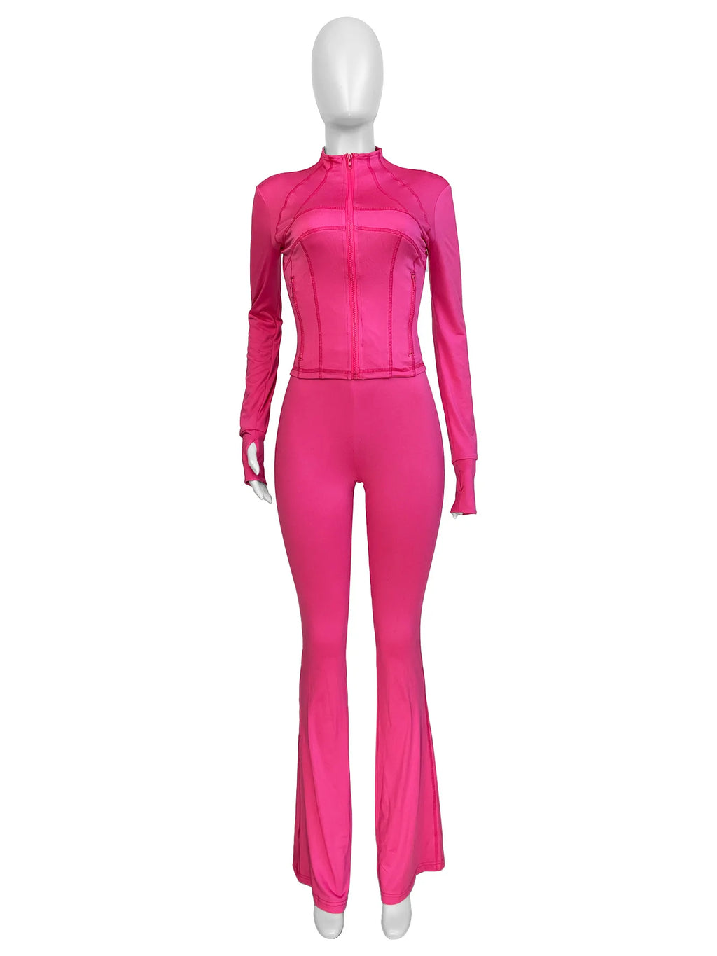 Ladies Autumn Casual Zip Patchwork Jacket Top Top + Bodycon Pants Suits Women'S Tracksuit Women Sports Outfits 2 Piece Set
