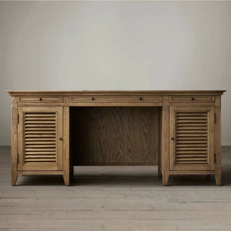 American Country Vintage Oak Computer Desk Solid Wood Home Children Study Table Drawer Storage Customizable Computer Desks