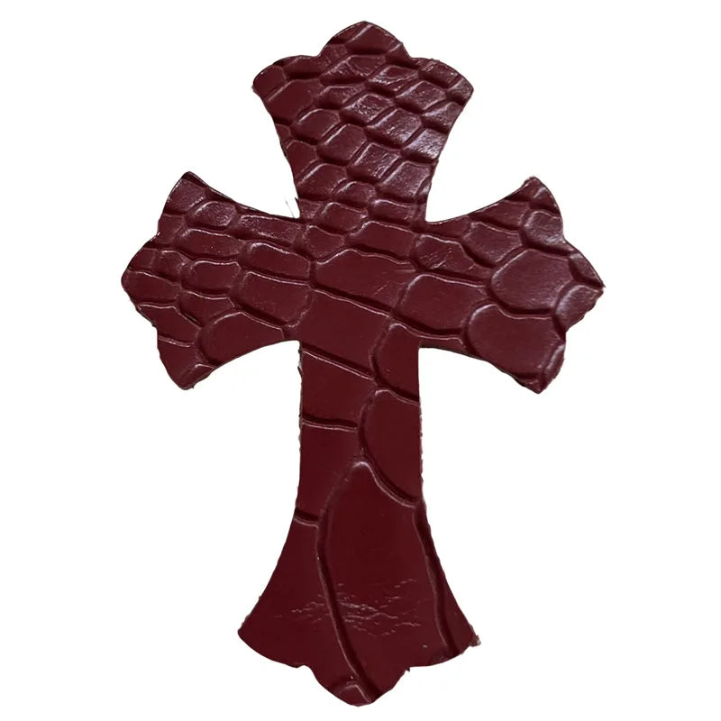 4.5*6.5cm Sheepskin Leather Patch With Cross Shaped Leather Label Genuine Leather DIY With Multiple Colors-106-182