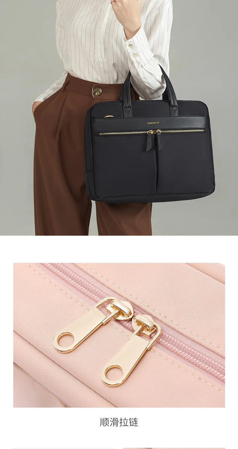 Women Laptop Briefcase Computer Bag Business Document Organizer Ipad Tote Ladies Handbag Messenger Purse Strap Pouch Accessories