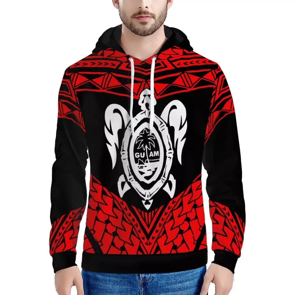 Men's Hoodies Custom Blue Polynesian Pohnpei Tribal Designer Sweater Boy Casual Oversized Hoodies Sweater