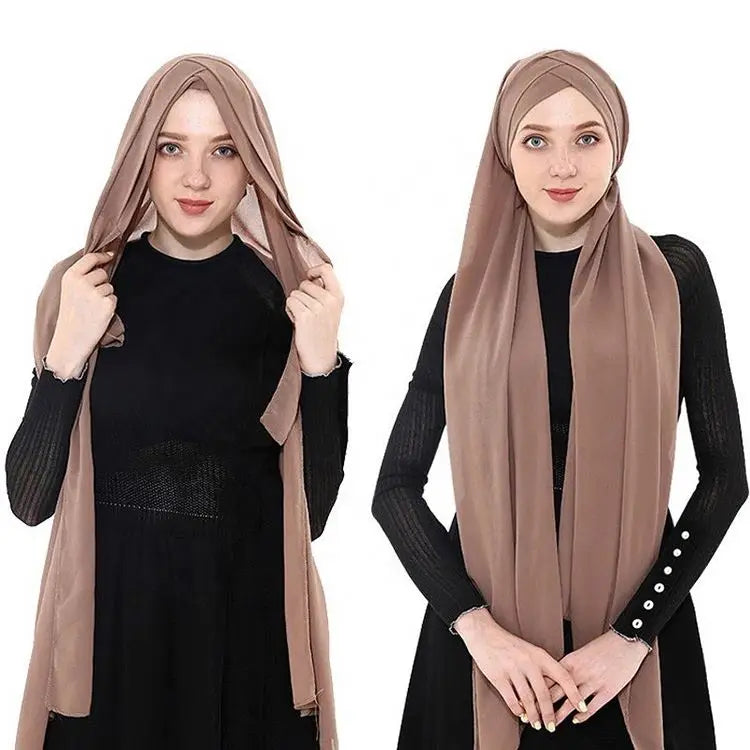 2019 Fashionable Customize Instant Cross Chiffon Hijab Solid Color Scarves Shawls