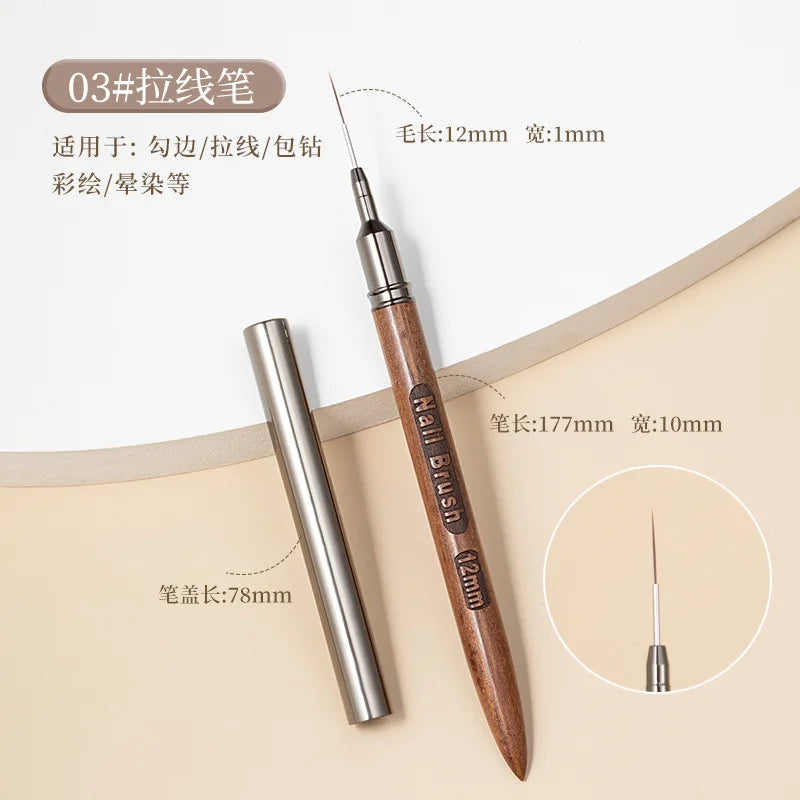 New 5pcs 6/9/12/15/18mm Wood Rod Nail Liner Brush Drawing Lines Stripe Painting Flower Pen Handle Nail Art Tools