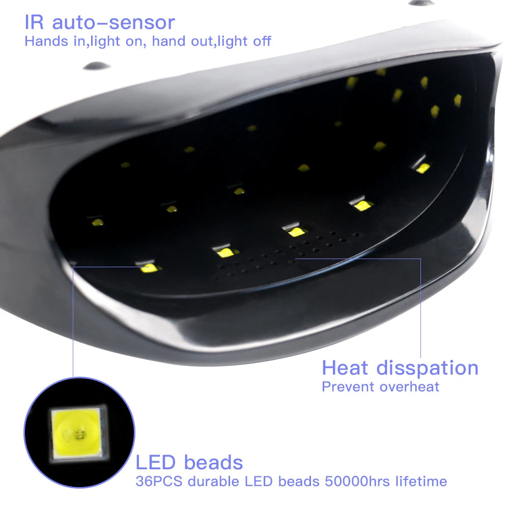 L'UGX 56w Gel Polish Dryer, UV LED Nail Lamp for Salon Auto Sensor, Professional Nail Art Curing Lamp