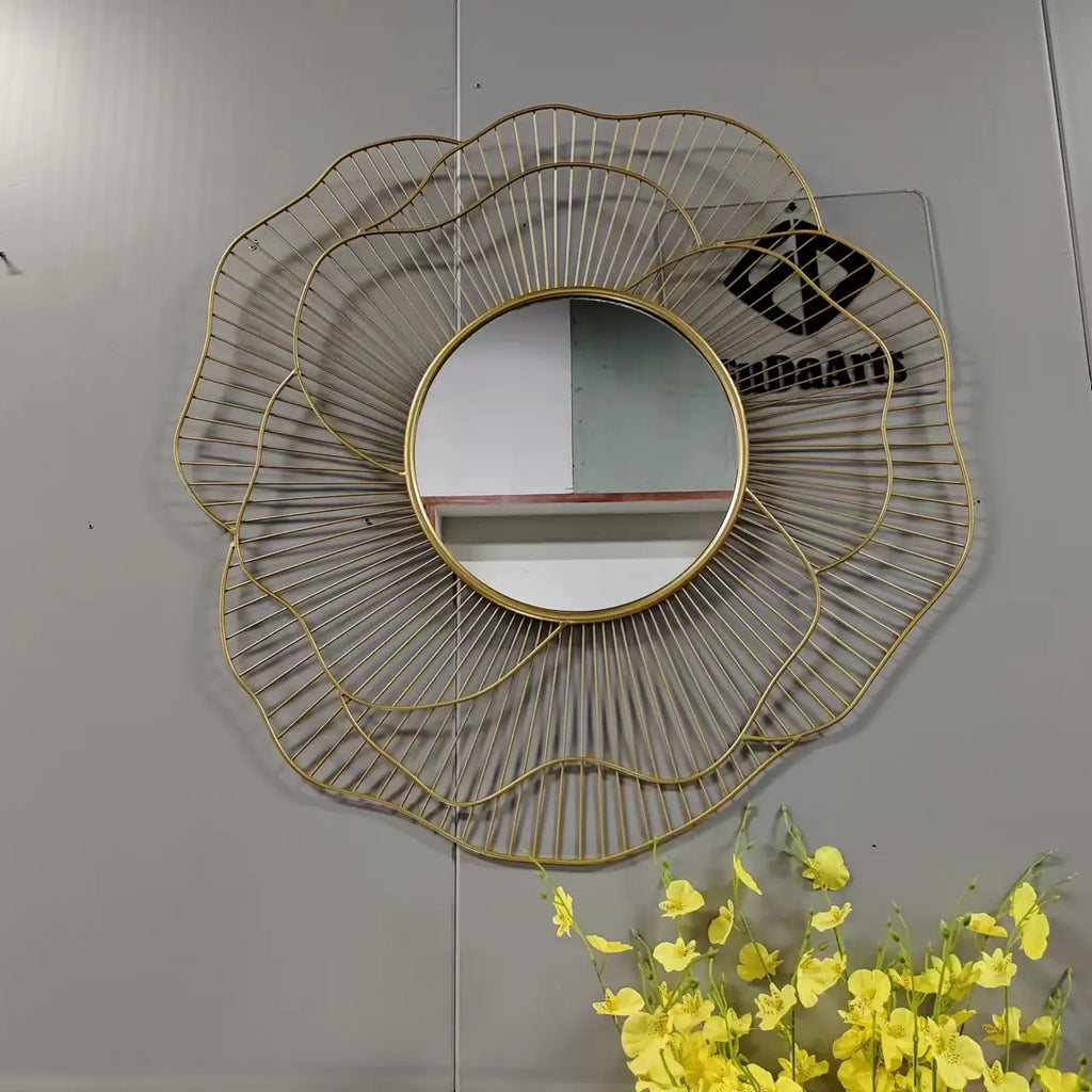 76X72CM  Large Metal Flower Art New Wall Bedroom Makeup Mirrors Bathroom Home Decor Luxury Frame House Hanging Dropshipping DDP