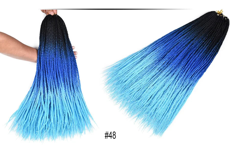 TOMO Synthetic Crochet Hair Box Braids 22Roots Colored Braiding Hair Extensions 24Inch Rainbow Ombre Crochet Braids Pink Red