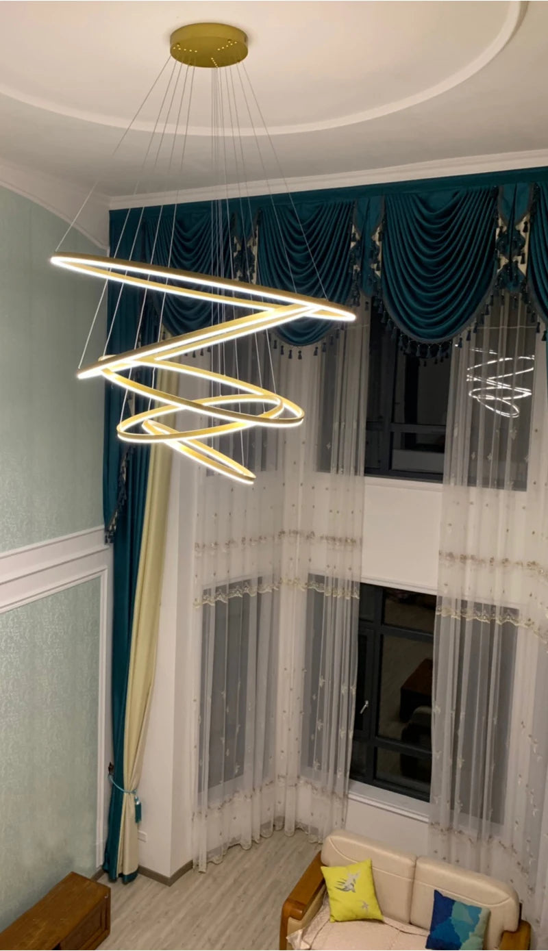 Modern LED Ring Pendant Lights Golden Creative Aluminum Circle Pendant Light for Living Room Restaurant Home Ring Lamp