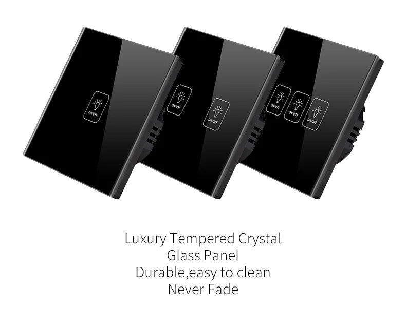 Wall Touch Switch AC100-240V EU Sensor Lamp Light Switches Tempered Crystal Glass Panel LED Power 1/2/3 Gang Interruttore