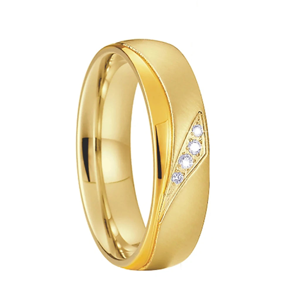 Wedding Rings for Men and Women Lover's Western Designer Jewelry 18k Gold Plated Emery Frosted Stainless Steel Couples Ring
