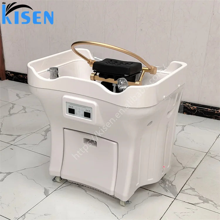Kisen Wholesale Price Head Spa Acrylic Portable Head Shampoo Bowl Salon Equipment Head Therapy No Plumbing With Two Tanks