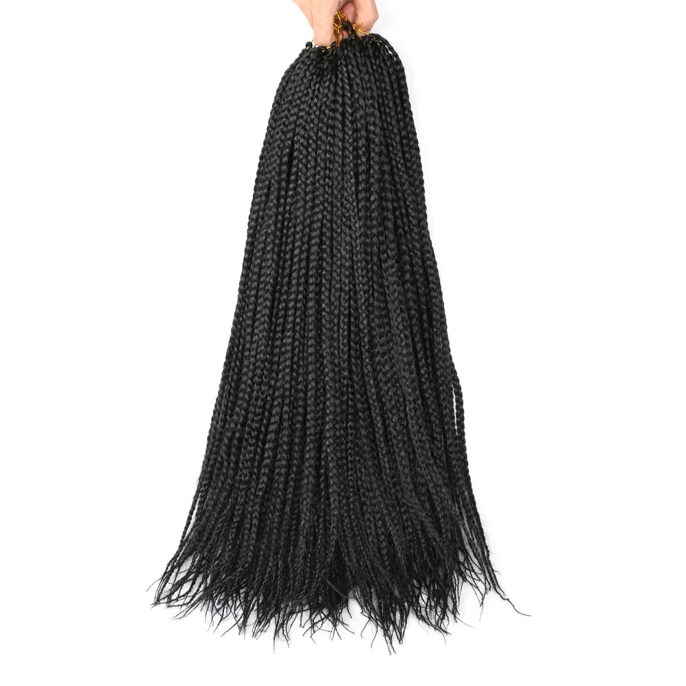 Full Star 3X Small Box Braids 14” 18” Synthetic Hair 80 g Crochet Braids 22 Strands/Pack for Women Ombre Brown Black Color