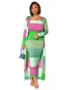 2022 New Autumn Winter Hotsale Fashion Printed Multicolor Coat Two-piece Nightclub Suit Women Dress Women Casual 2 Piecesets