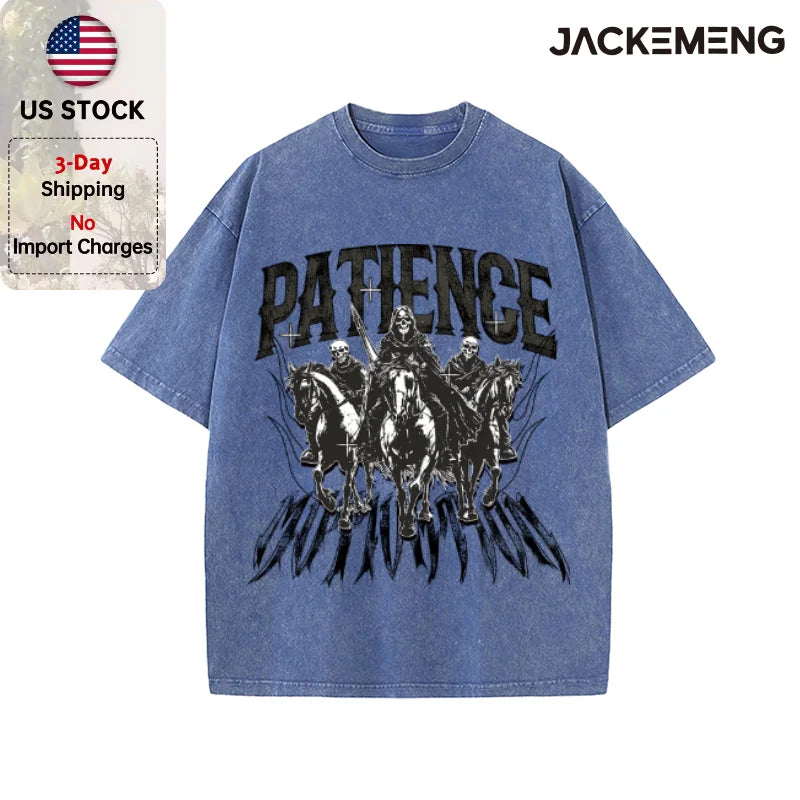 Oversized Washed Retro Gothic Skull Streetwear Print Tshirt USA Stock Wholesale Y2K Casual Tee