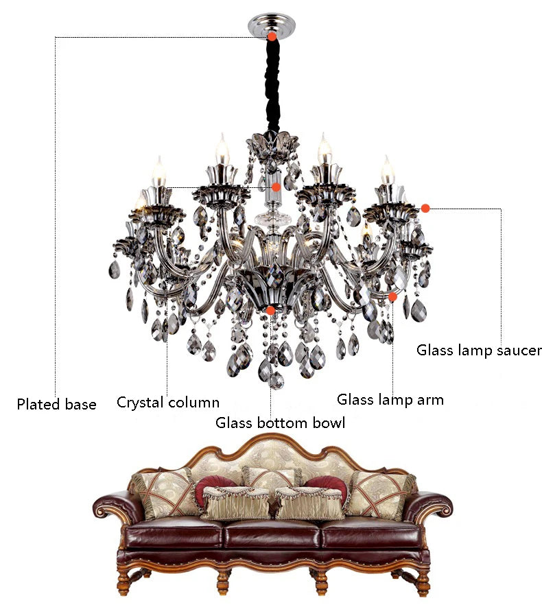 Modern Candle Crystal Lamp Living Room Large Crystal Chandelier Lighting Modern Atmosphere Restaurant Bedroom Hanging Lamps