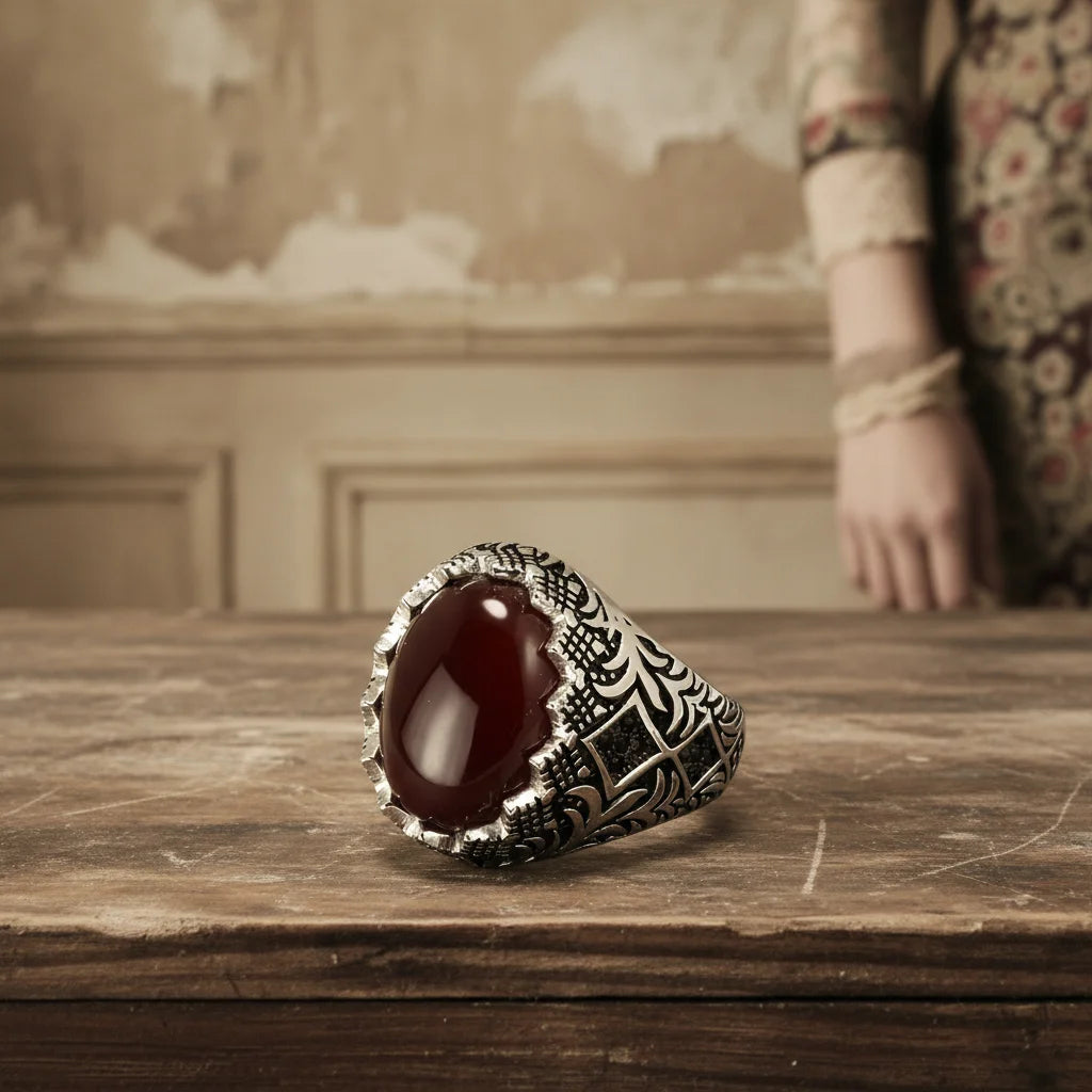 Guaranteed 925 Sterling Silver Black Rings for Men Retro Vintage Flowers Turkish Ring Jewellery With Stone Turkey Jewelry