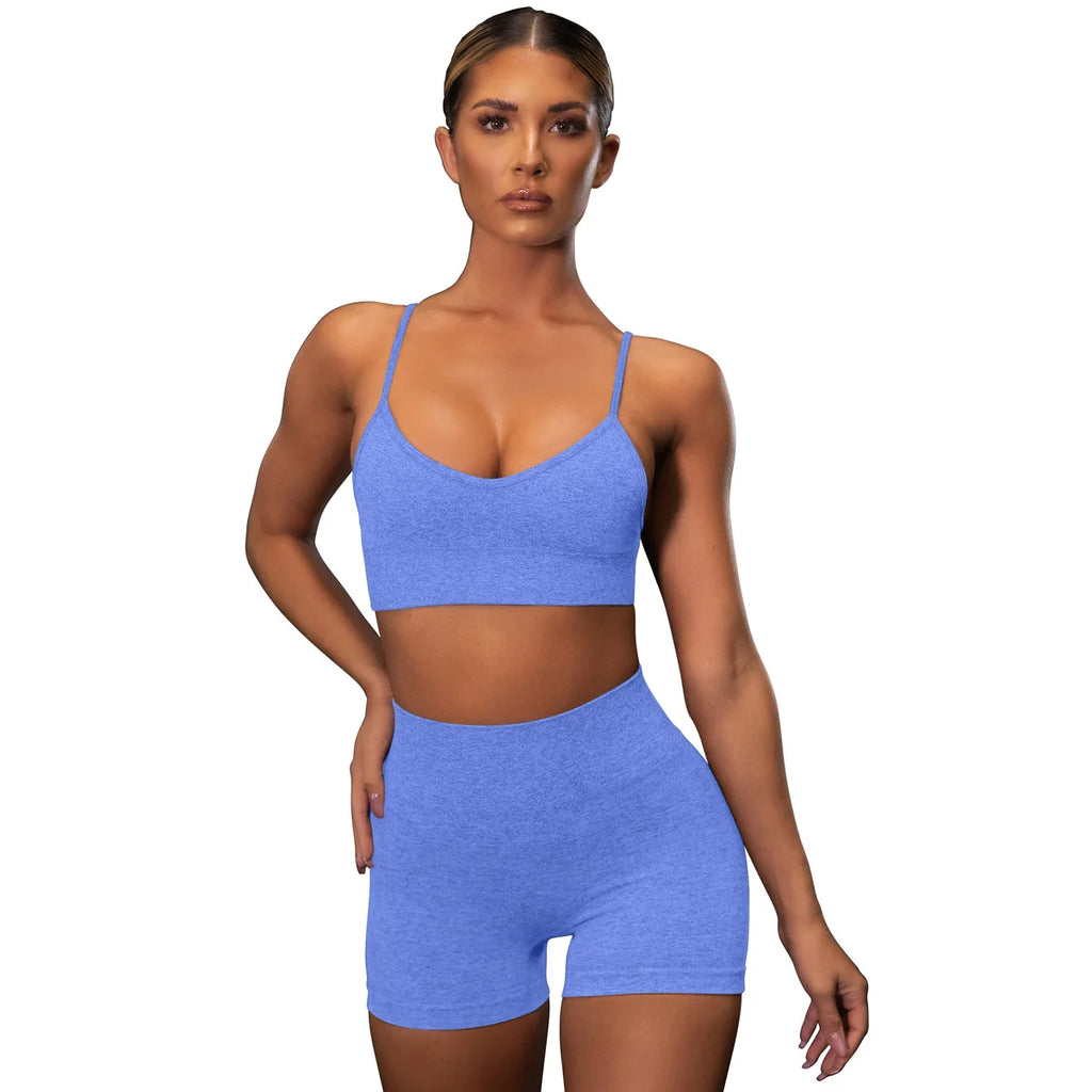2024 Women Strap Camisole Vest + Shorts 2 Piece Set Running Leopard Printed Sports Stretch Hip Lift Fitness Yoga Wear Suits