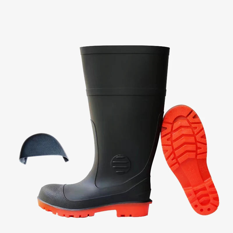 Waterproof Safety Gum Boots Anti-slip Anti-puncture Construction Work Boot Steel Toe Industrial Safety Shoes Rain Boots for Men