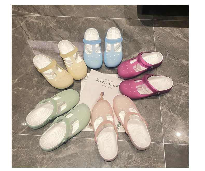 New Summer Jelly Sandals Women Outdoor Casual Slip On Garden Beach Shoes Female Rubber Clogs Non-slip Slides Breathable Slippers