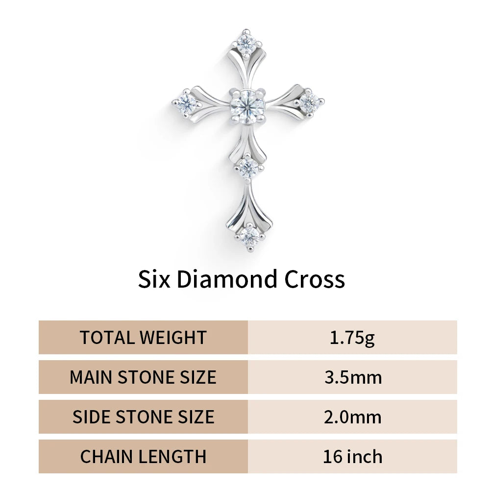 Xingyue Wholesale Jewelry Rhodium Plated 925 Sterling Silver Moissanite Diamond Cross Charms GRA Certified Link Chain Necklace