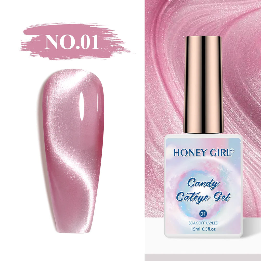 HONEY GIRL Moon Light Magnetic CatEye 24 Colors Jelly Gel Polish Set Wholesale 9d Crystal Uv Gel Nail Polish Cat Eye Gel Polish