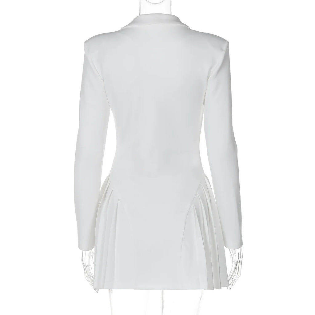 D4616778G V Neck Long Sleeve Side Pleated Hem Wrap Suit Dress Fashion Elegant 2024 Manufacturer Streetwear Casual Clothing