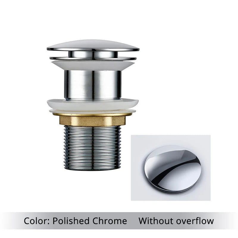 Bathroom Basin Gunmetal Pop-Up Drain Waste Stopper Sink Accessories Solid Support Round Bathtub Brass Flush Drain
