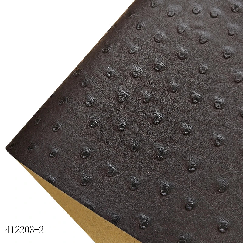 Super High Quality Ostrich Embossed Pvc Synthetic Vinyl  Leather Cotton Backing for Making Bag Decoration Craft Textile