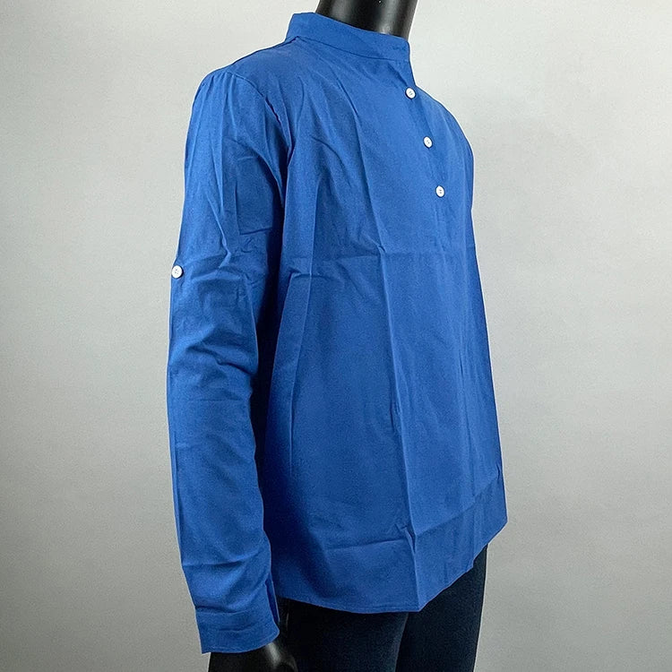 New Men's Casual Blouse Shirt Loose Tops Long Sleeve Tee Shirt Handsome Men's Cotton Slim Fit Linen Shirts