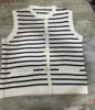 Women's Casual V-Neck Sleeveless Striped Knitted Vest Sweater Chic Single Breasted Cardigan Top New Fashion