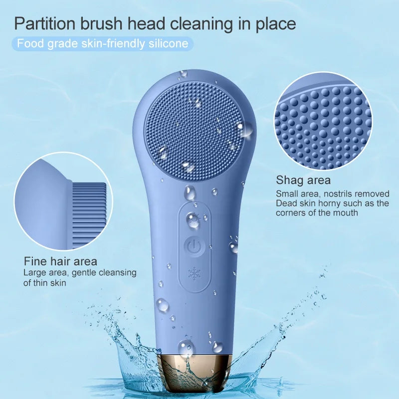 Facial Beauty Light Therapy Brush Wrinkle Removal Warm and Cold Silicone Face Cleaning Scrub Brush