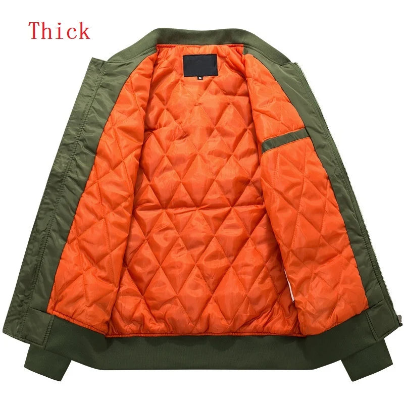 Spring Autumn Bomber Jacket Men's Fashion Thick Warm Military Motorcycle Jackets Men Flight Ma-1 Pilot Air Force Brand Coat