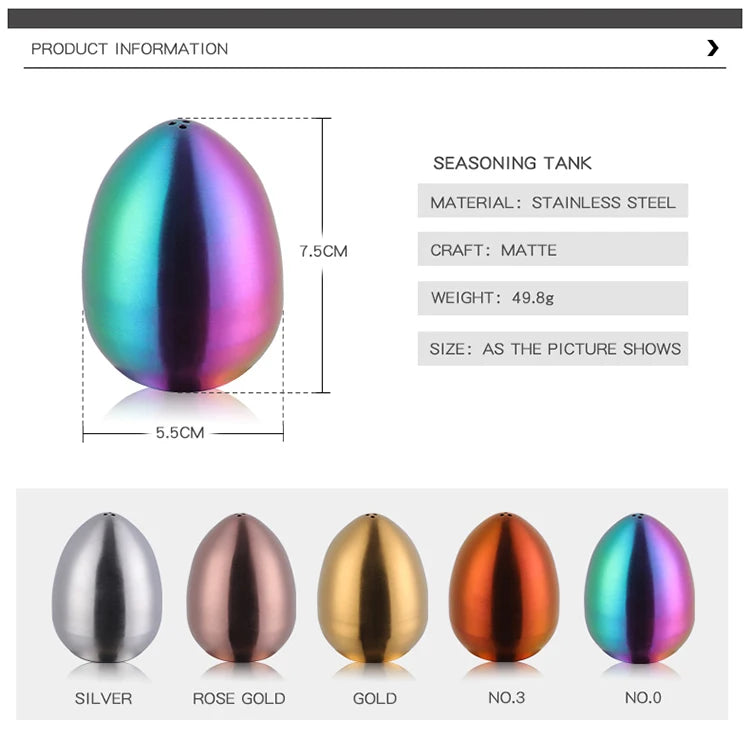 Gold Egg shape Spice Jar Set Stainless Steel Spice Tins Spice Storage Container kitchen Seasoning Sprays Tools Pepper Shakers