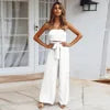 New Style Women's Summer Casual Breathable Loose Solid Color Sleeveless Jumpsuit Strapless Wide Leg Long Pants Party Set