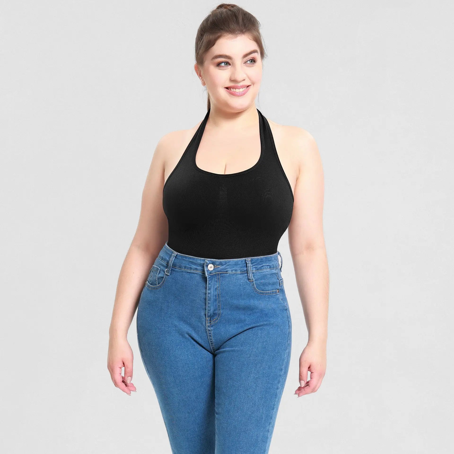 Patented Everyday Firm Control Bodysuit for Women Plus Size Body Shaper Halter Waist Slimming Butt Control Adults Tops Shapewear