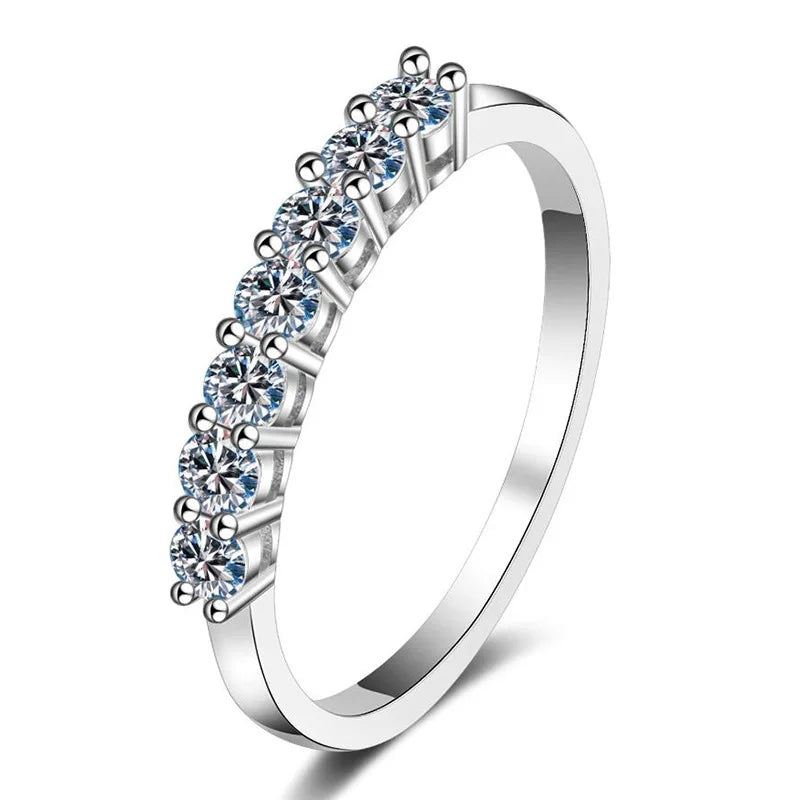 OAHLAN Fashion Jewelry Reach Approved 0.7ct Round Cut VVS1 925 Sterling Silver Moissanite Rings for Women Wedding Engagement