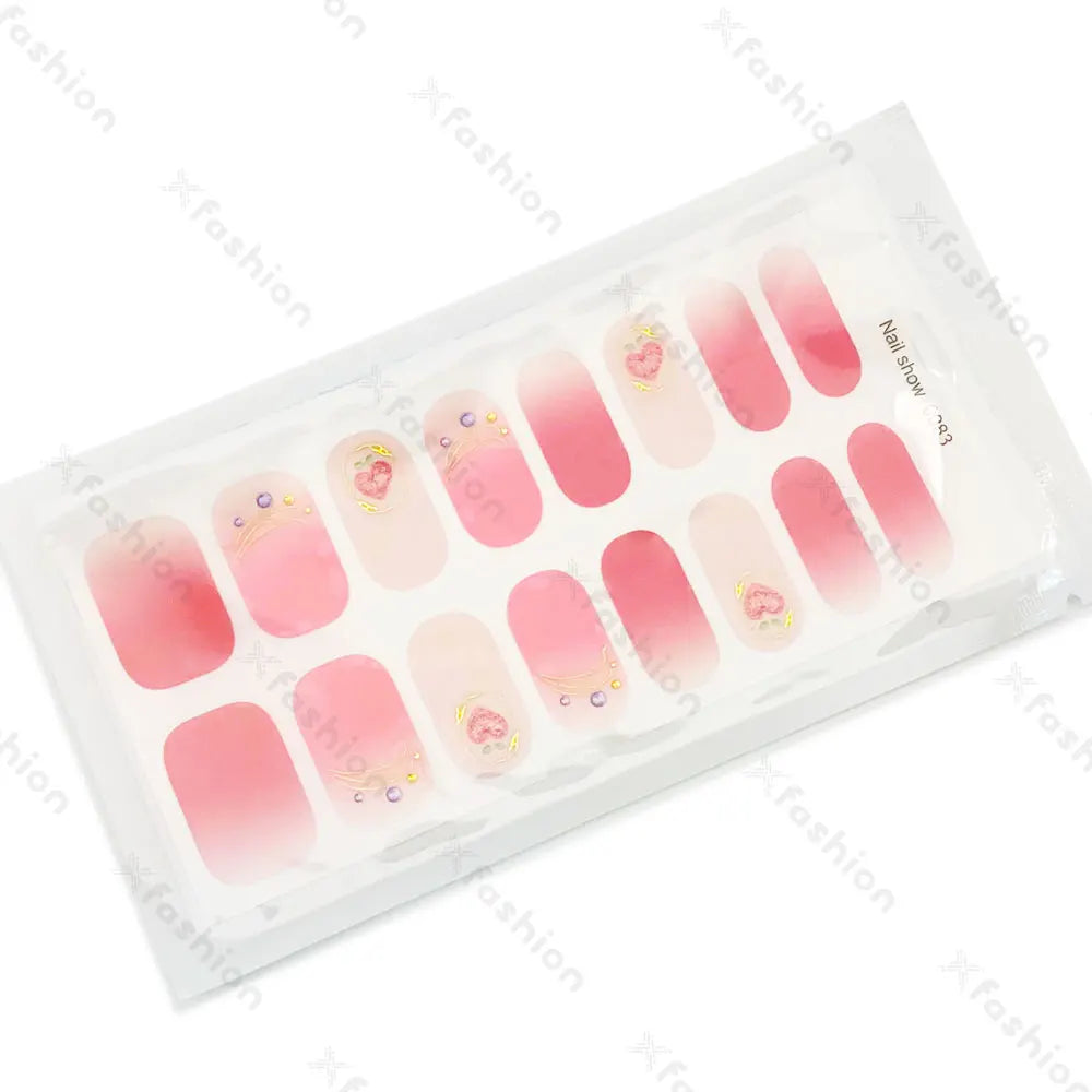 Hot Sale 16 Tips Solid Color Semi-Cured Gel Nail Stickers UV Light Durable Waterproof Long-Lasting Gel Nail Stickers Wholesale
