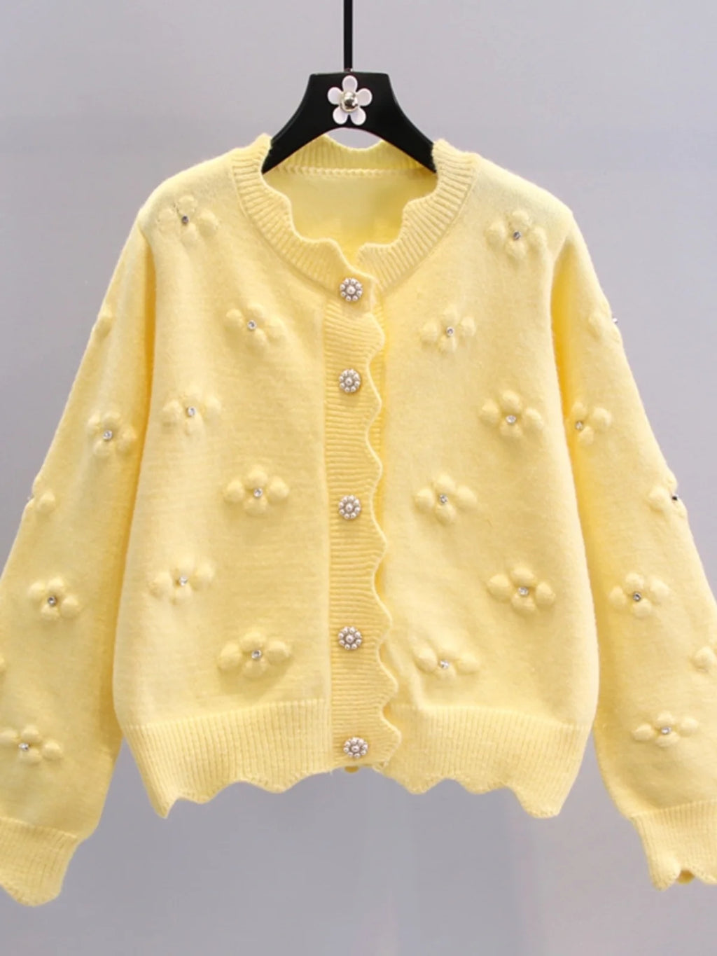 Boutique Wholesale 2026  New Fashion Nail Bead Knitted Cardigan Long Sleeved Sweet Women's Sweater