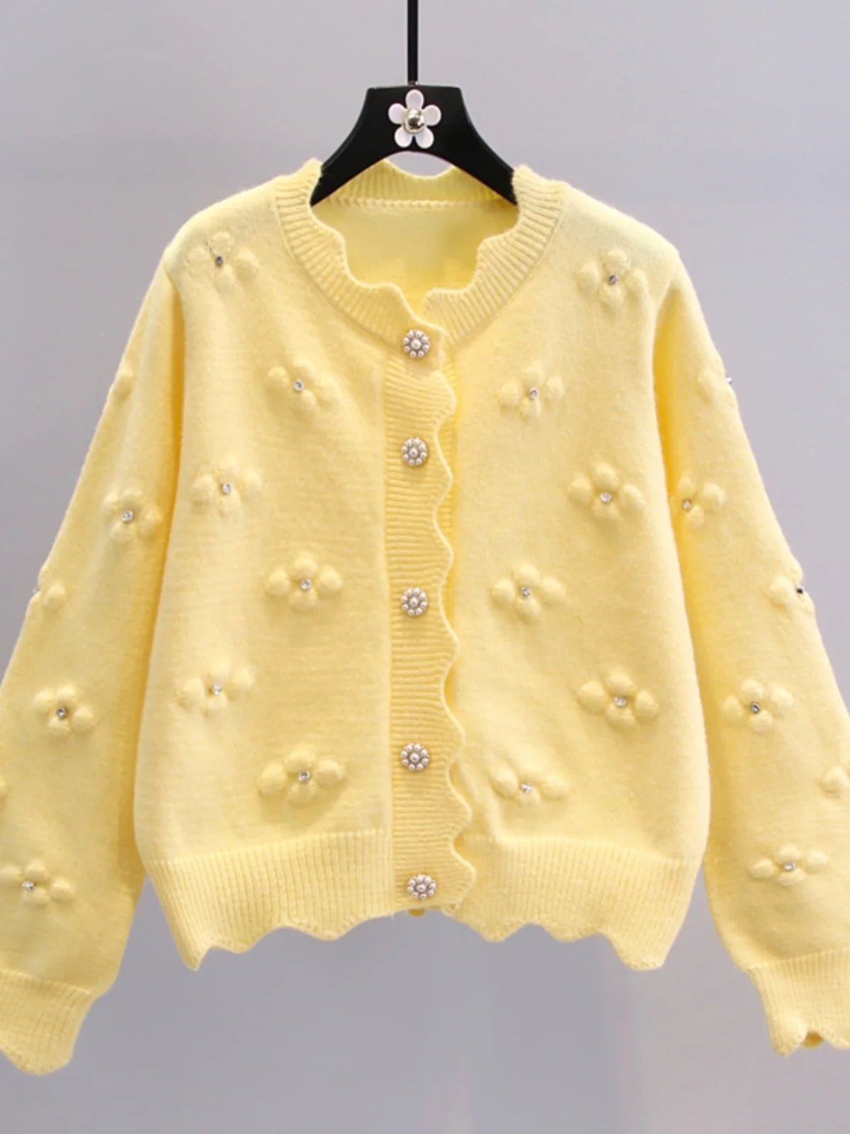 Boutique Wholesale 2026  New Fashion Nail Bead Knitted Cardigan Long Sleeved Sweet Women's Sweater