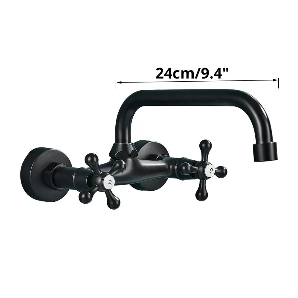 Black Kitchen Faucet Hot And Cold Water MixerFaucets Wall Mounted Tap Vessel Sink Mixer Tap Swivel Spouts Basin Mixer Tap Crane