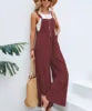 Women Spring Summer Solid Color Suspenders Overalls Casual Strappy Trousers Women's Loose Wide Leg Flared Leg Pants Jumpsuit
