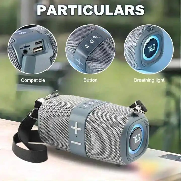 TG667 Portable BT Speaker 5W Outdoor Heavy Bass RGB LED Card Slot TWS Mini Battery Powered Compatibility Diaphragm Subwoofer