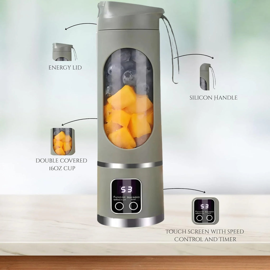 Mini Portable Electric Juicer Black Fresh Kitchen Juicer Iron Blade Low Noise Quiet Motor USB Power Source for Car RV Use