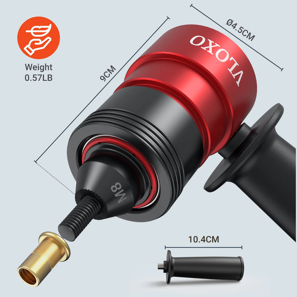 VLOXO Portable Handheld Electric Rivet Nut Gun Automatic Female Gun Head Cordless Riveting Power Drill Tool Kit