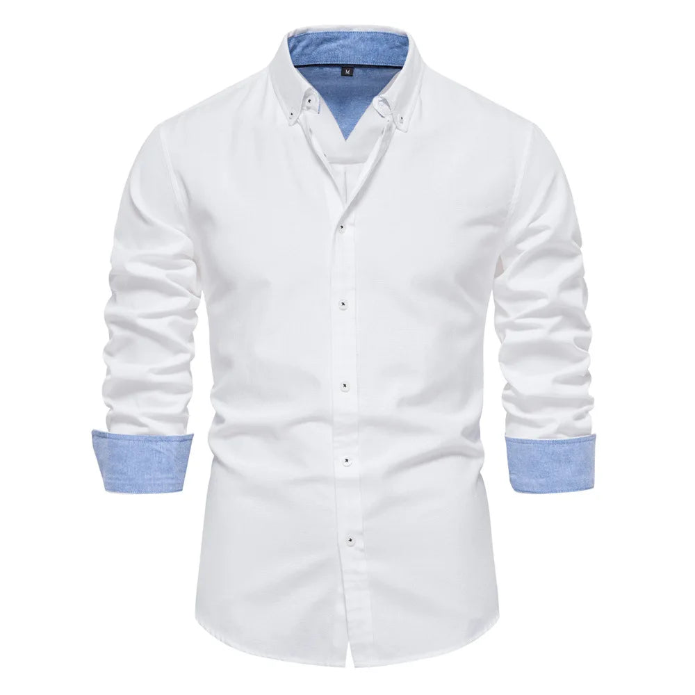 OEM Autumn Clearance Sale Men's Oversize Casual Blouse Long Sleeves Yarn-Dyed Shirts Breathable Shirt